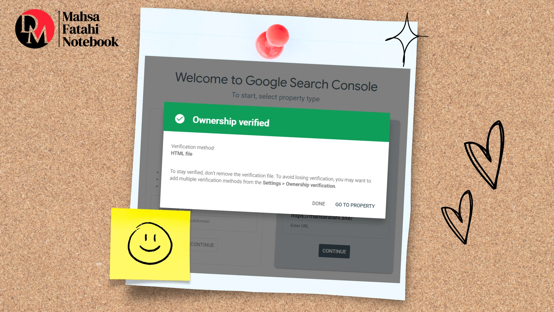 Verify connection to search console